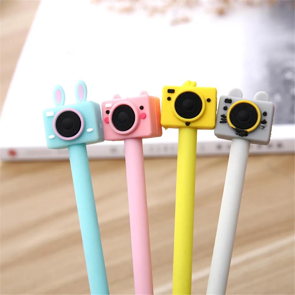 

2pcs Cute Camera Design Gel Pens Black Ink Signature Pens Kawaii Stationery Kids Praise Gifts School Office Writing Supplies
