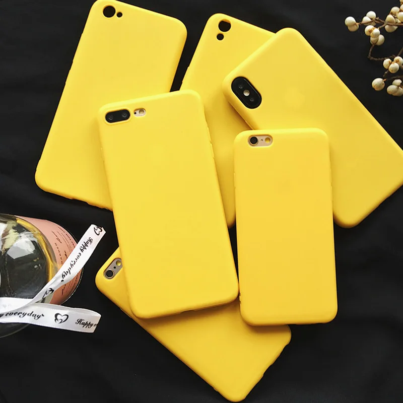 Lovebay Lemon Yellow Color Fashion Phone Cases For Iphone XS Max XR X 5 5S SE 6 6S 7 8 Plus Soft Back Cover For iphone 7 Case