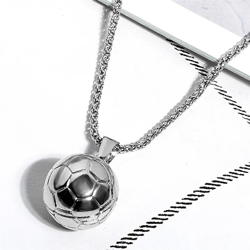 

Football Pendant Necklace Gold Chain Necklace Soccer Hip Hop Jewelry Lovers Gift