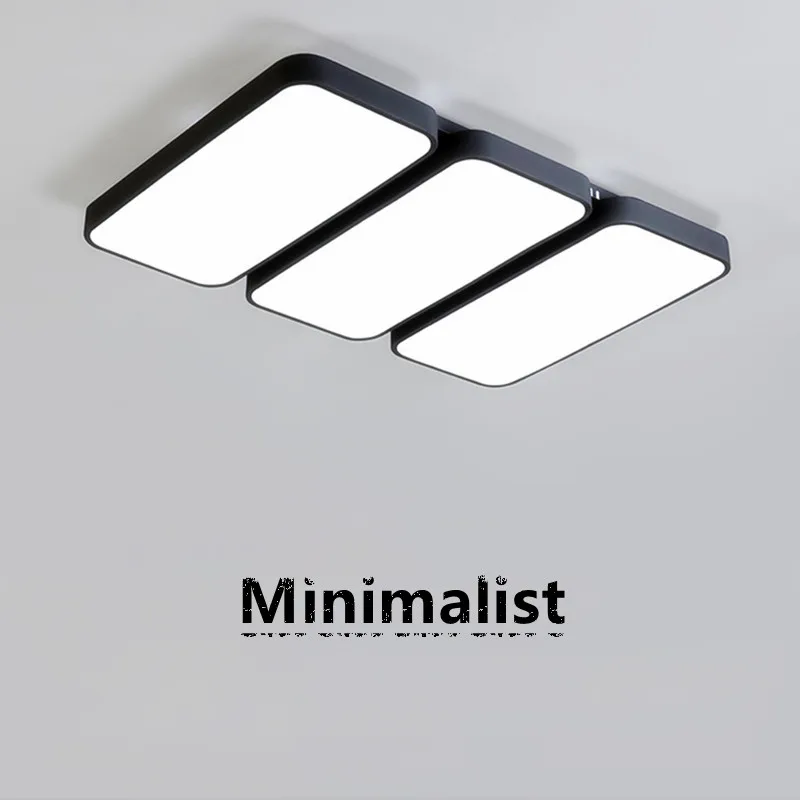 DAR Minimalist White Black LED Ceiling Chandelier With Remote Control Living Room Bedroom Dimmable Square Modern Lamp | Лампы и