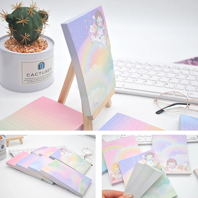 

100Sheets Creative Gradient Rainbow Color Sketchbook Cartoon Notebook Cute Unicorn Notebook For Girls Gift Novelty Stationery