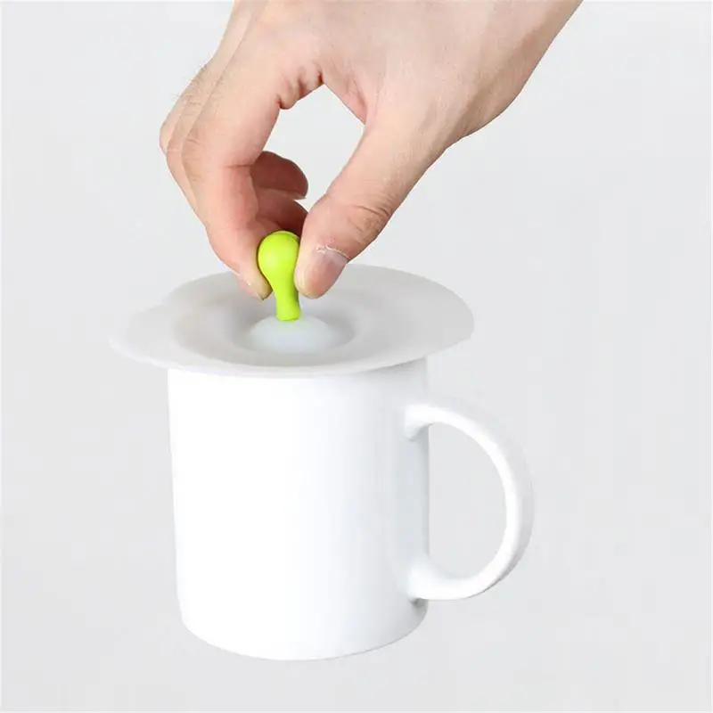 6pcs Lovely Anti-dust Silicone Clip Spoon Ceramic Cup Cover For Home Lid Cover Leakproof Coffee Lid Airtight Sealed Cup Cover