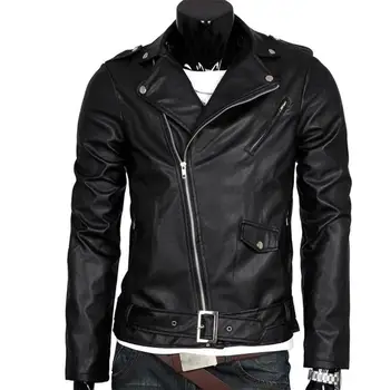 

ZACOO Men Leather Jacket Slim Fit Motorcycle Jacket Zipper Casual Coat Spring Autumn Winter