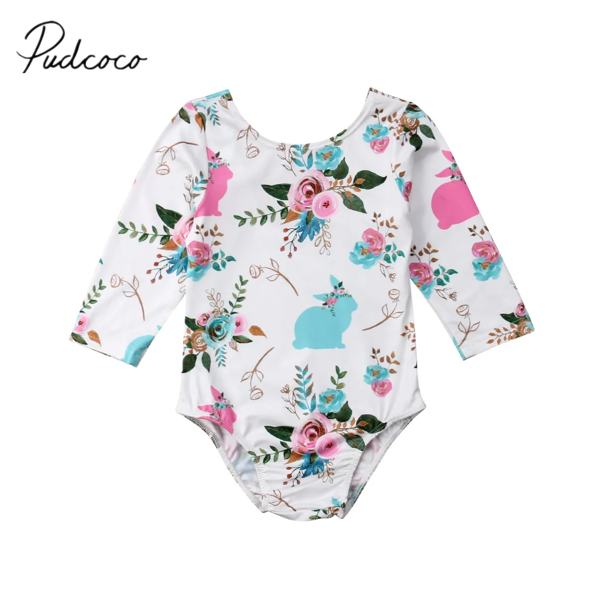 

2019 Brand New 0-18M Infant Kids Baby Girls Boys Furry Ball Tail Bodysuits Long Sleeve Floral Jumpsuits Spring Autumn Clothes