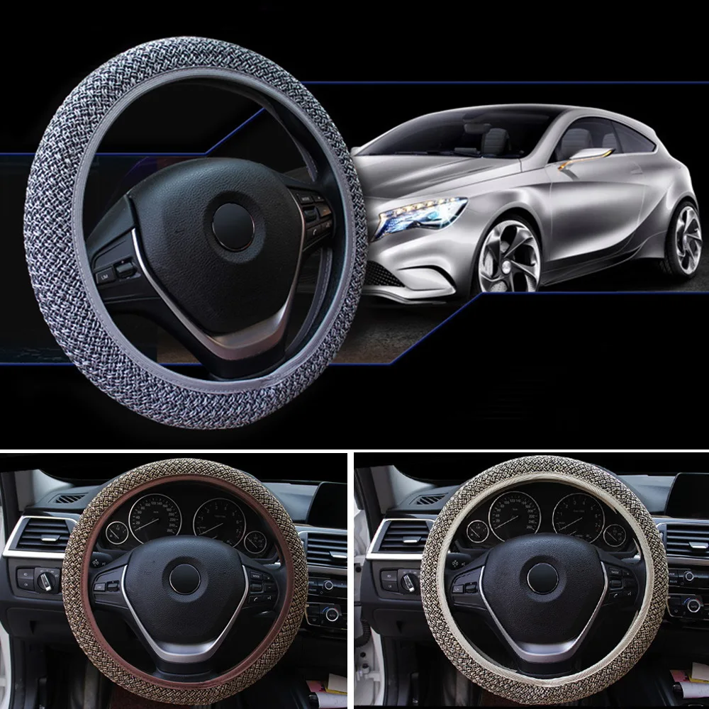 

FORAUTO Car Steering Wheel Cover DIY Car steering-wheel Cover Auto Decoration Universal Linen Auto Accessories Car-styling