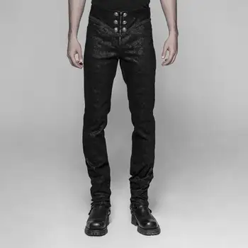 

Punk Rave Men's Faux Leather and Jacquard Goth Trousers WK-341XCM