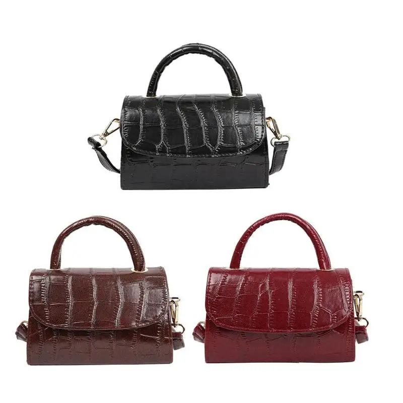 

Vintage PU Leather Shoulder Bag New Trend Vintage PU Leather Stone Pattern Satchel Messenger Crossbody Handbags bolsa feminina