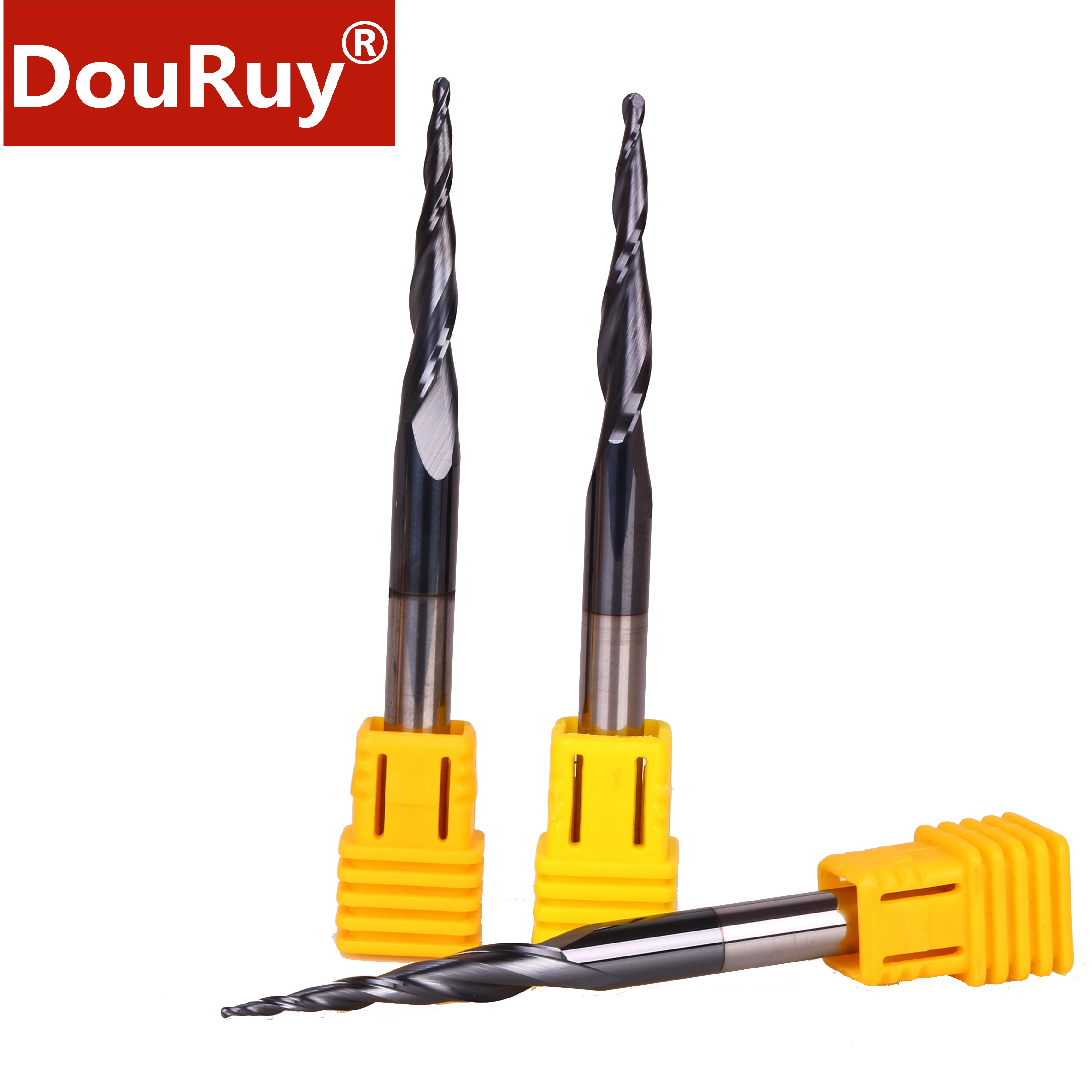 1pc Shank 8mm 10mm Two Flutes Spiral Tapered Ball Nose End Mill Router