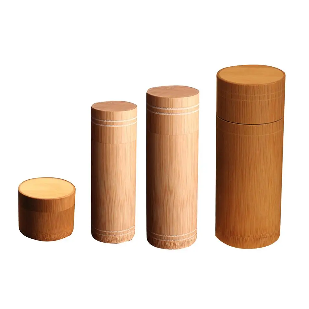 

Natural Bamboo Tea Canister Storage Box Organizer Bottle Tea Set Box Kitchen Accessories Seal Cover Jar Caddy Gift Home Travel