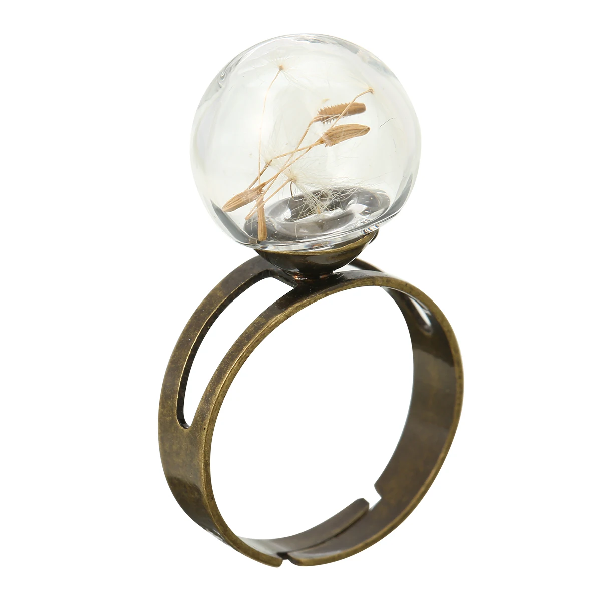 

Retro Wedding Rings Femme Bijoux Charming Vintage Dandelion Seeds Wish Glass Ball Alloy Ring For Women Boho Love Jewelry
