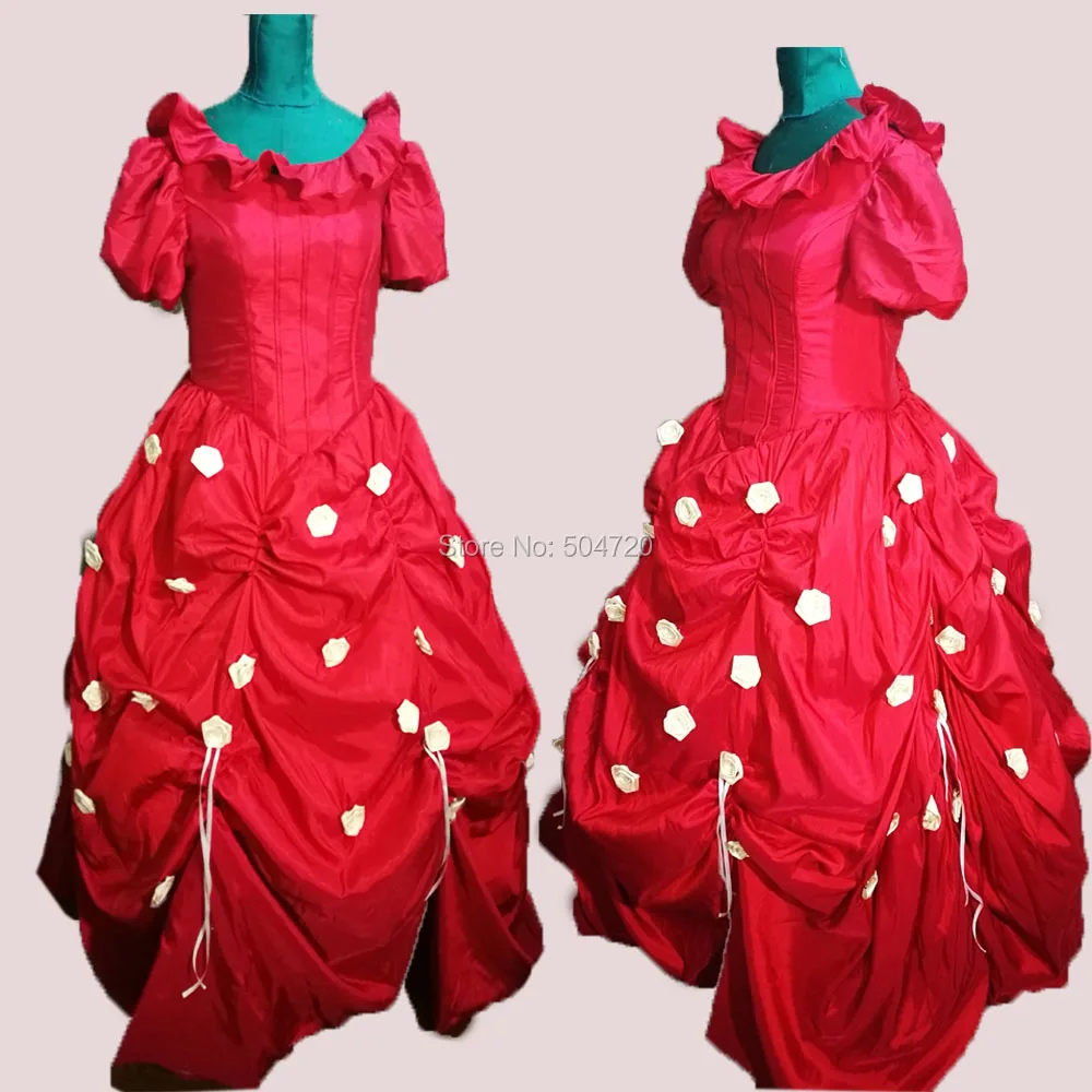 

Customer to order!18 century red Satin Duchess Princess Retro Reenactment Theatre Civil war Victorian dress SW-019