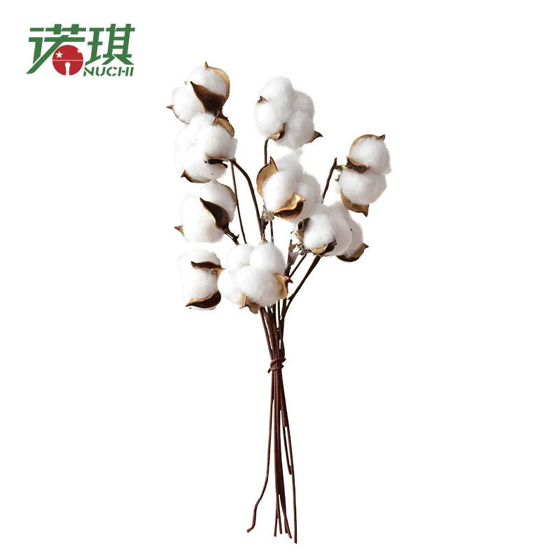 

NUCHI 5/10 Heads Colorful Simulation Plants Natural Cotton Heads Flower DIY Twigs Crafts For Wedding Party Home Decoration