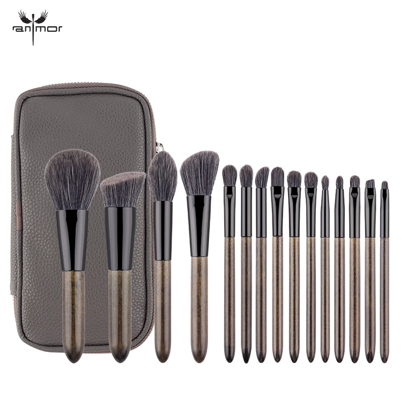 

Anmor New Arrival Brushes For Makeup 15 PCS Soft Make Up Brushes High Quality Foundation Eyeshadow Eyebrow Brush With PU Leather