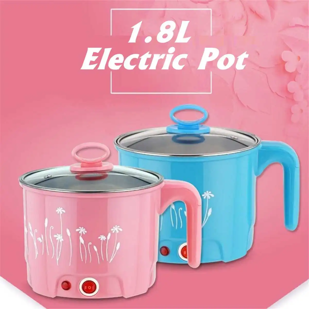 

Multifunction Electric Skillet Stainless Steel Hot Pot Noodles Rice Cookers Steamed Soup Pots MINI Home Heating Pan 220V 600W