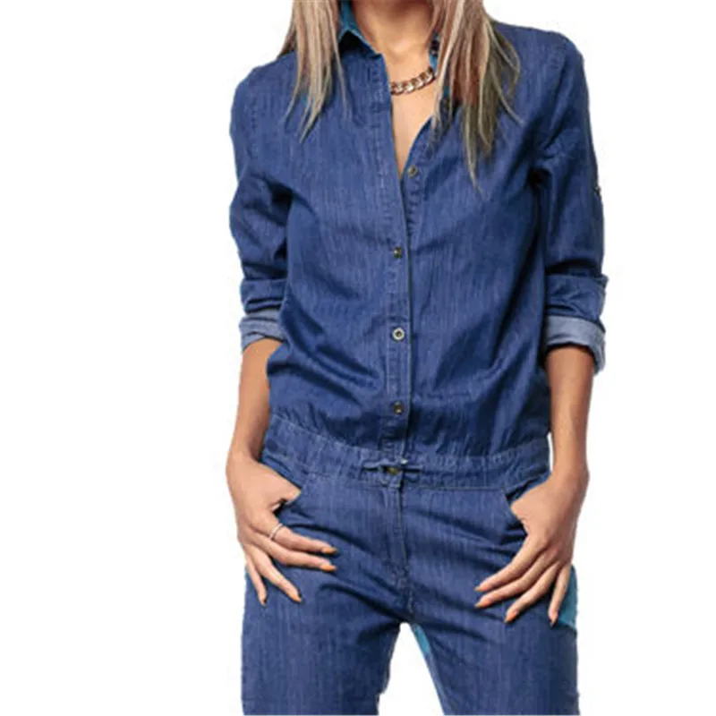 

New Fashion Women Autumn Denim Clubwear Casual Long Playsuit Bodycon Party Jumpsuit Romper Trousers