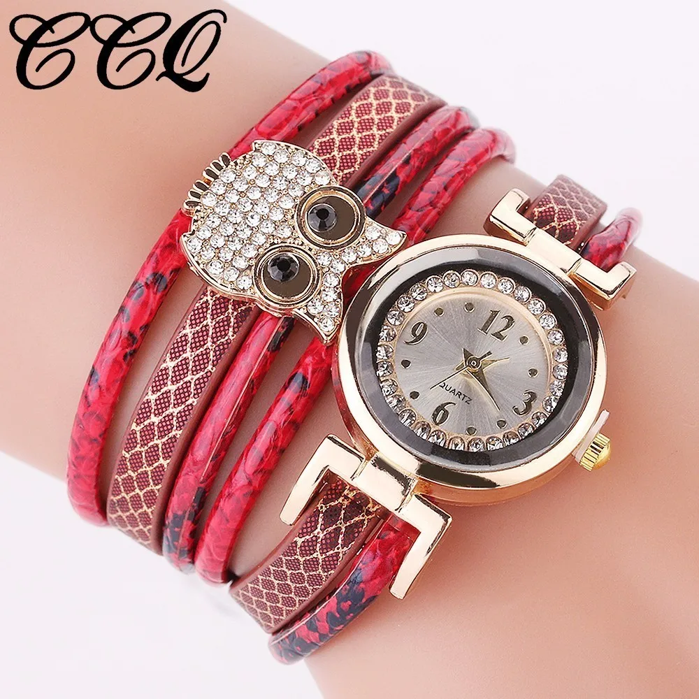 

Fashion Women Leather Bracelet Owl Watch Luxury Female Jewelry Dress wATCH Quartz Watch Relogio Feminino