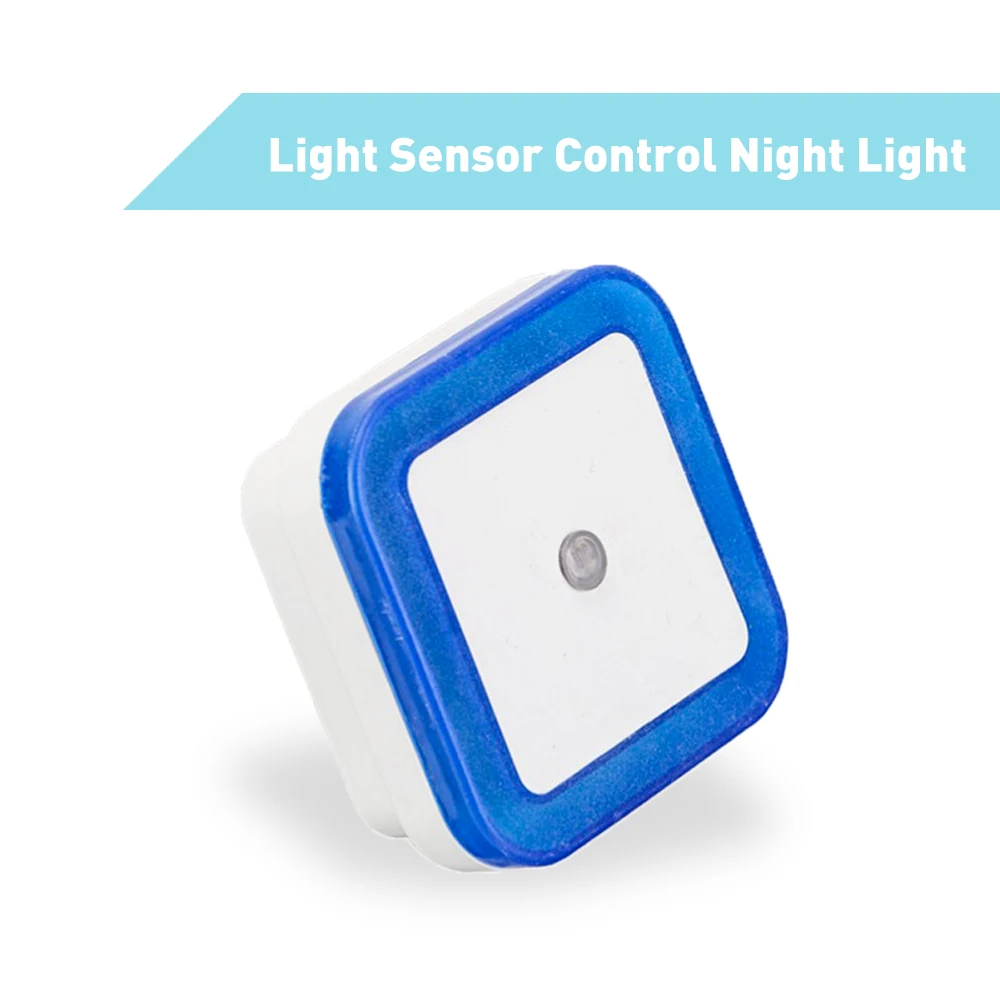 

Light Sensor Control Night Light Mini Novelty Square Bedroom Lamp for Baby Gift 0.5W 30-40LM Romantic Colorful Lights EU/US Plug