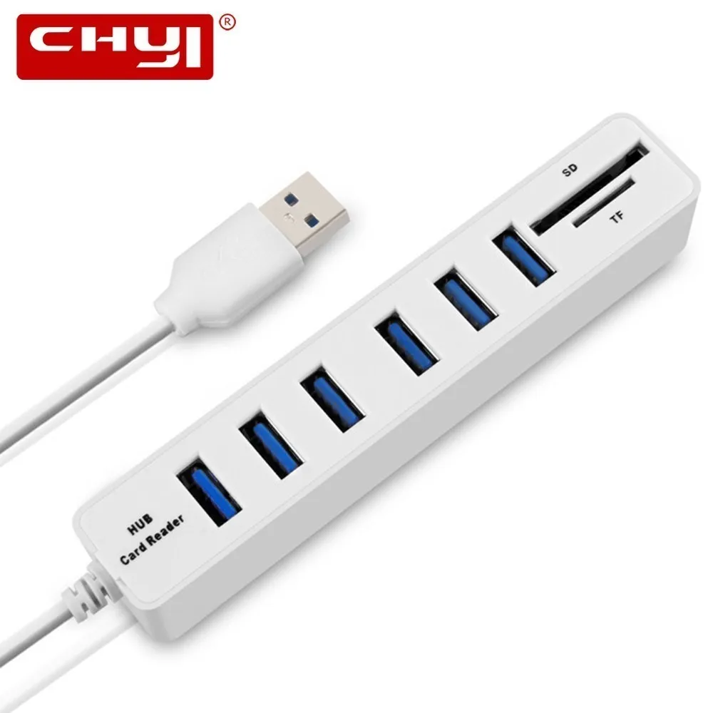 USB концентратор CHYI на 6 портов 2 0 со слотом для SD/TF карт|USB-хабы| |