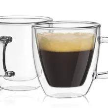 Двойными стенками Изолированные очки эспрессо Набор кружек 2, 5,4 унций кофе чай круглый напиток посуда