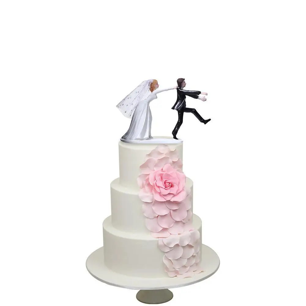 

Adeeing Funny Bride With Veil Dragging Runaway Groom Wedding Cake Topper For Cake Desktop Decoration