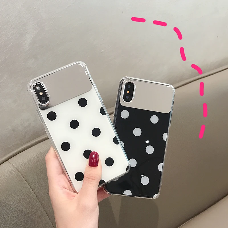 

Ottwn For iPhone 6 6s Plus 7 8 Plus 5s SE Wave Dots Mirror Phone Case Fashion IMD Silicone For iPhone X XR XS Max Back Cover