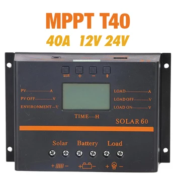 

MPPT 40A Solar Charger Controller USB Output 12V 24V LCD Solar Panel Regulator with Load Timer and Light Control for Lighting