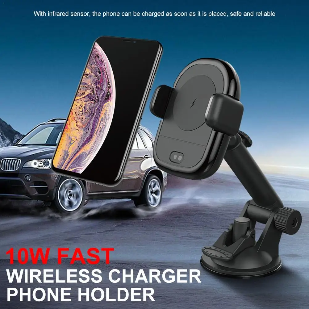  10W Fast Wireless Car Charger Mount Infrared Phone Holder For IPhone Huawei Samsung Xiaomi Car Phone Holder