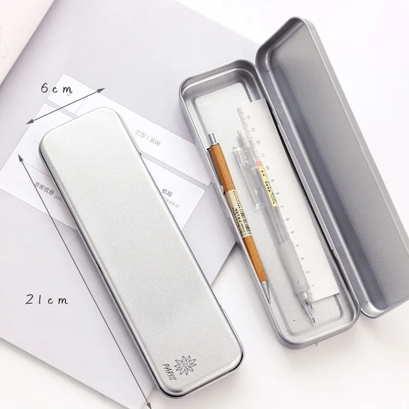 1 PC Creative Minimalism Iron School Pencil Cases Bags Metal Pen Box Pouch Small Storage Case Office Stationary Supplies 05049 | Канцтовары