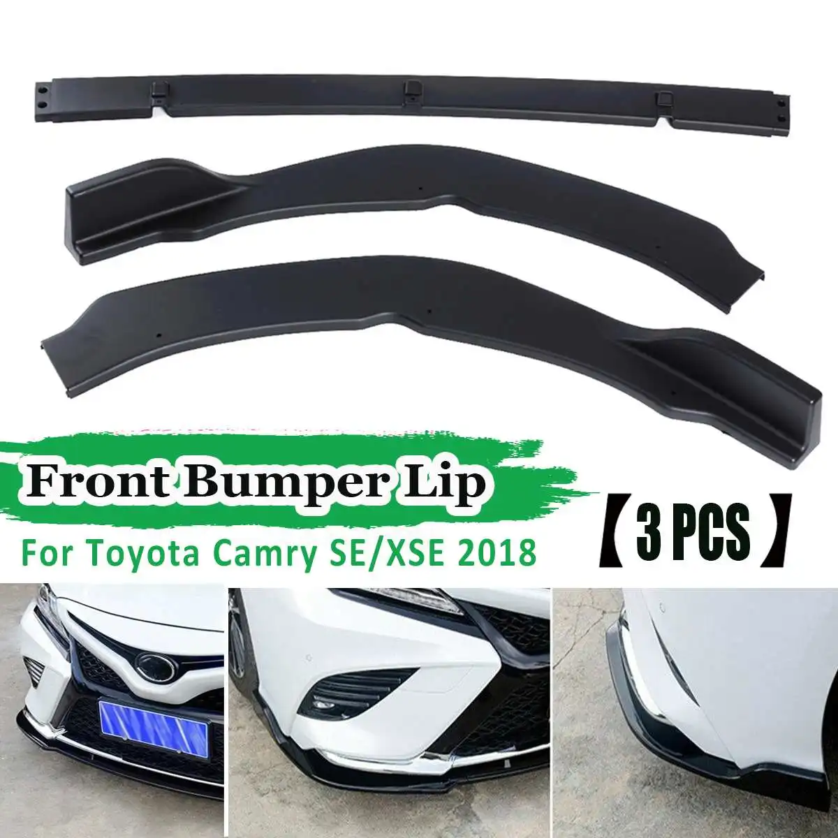 

3pcs Front Bumper Lip Diffuser Splitter Fins Body Spoiler For Toyota Camry SE/XSE 2018 Car-Styling