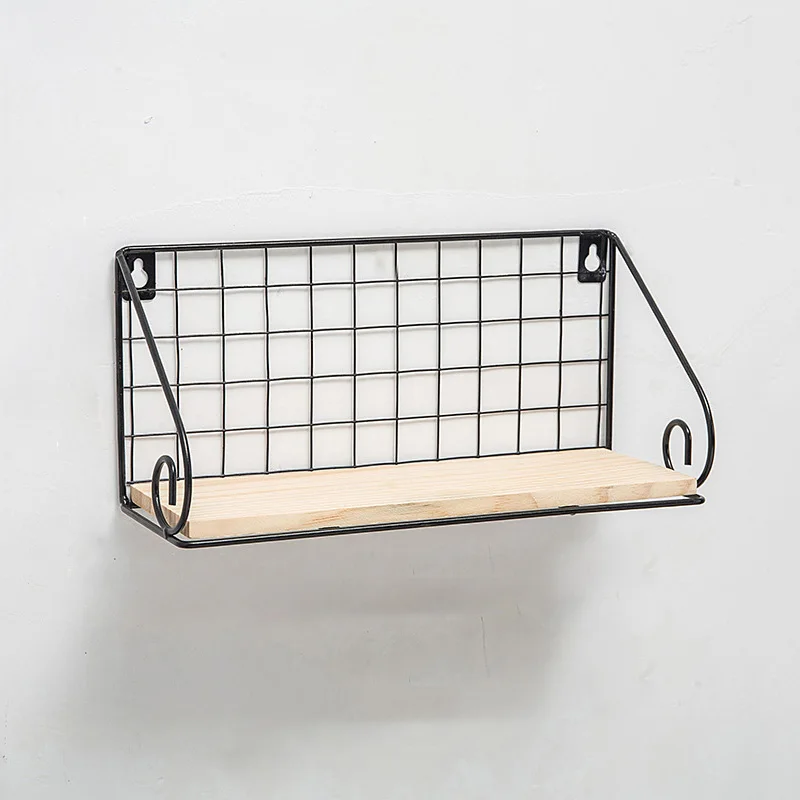 

Wall Mount Hanging Shelf Storage Holder Rack Wooden Iron Bedroom Home Organizer