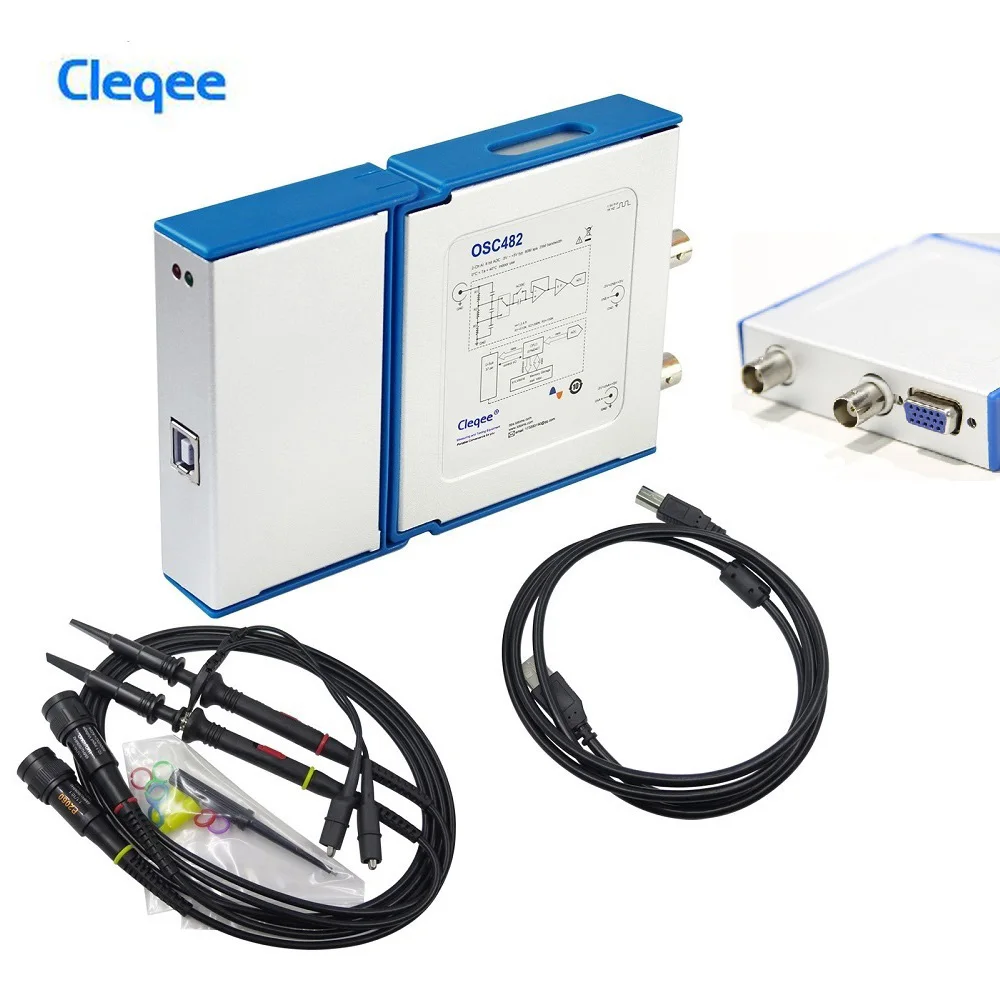 Cleqee Dual Channel Virtual Oscilloscope PC Oscilloscope OSC482 50M Sampling 20M Bandwidth PK
