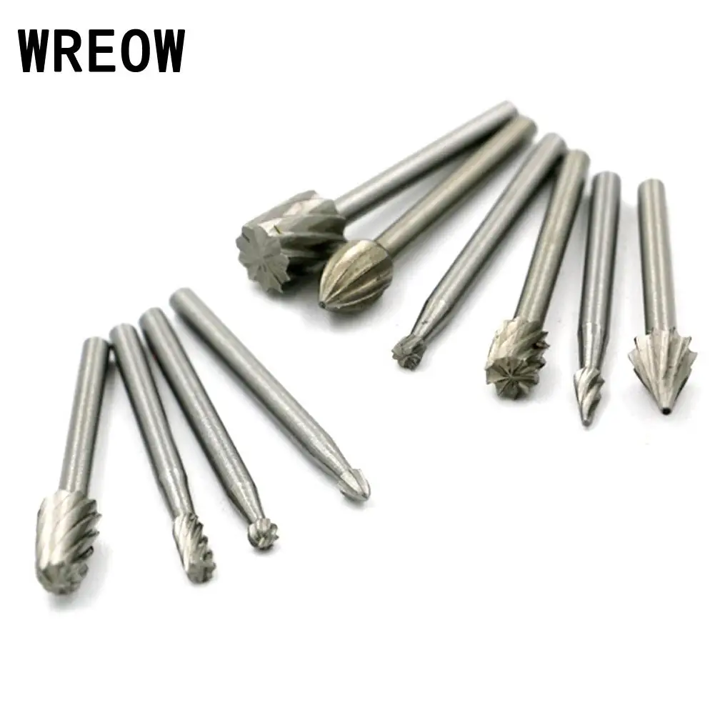 10pcs Mini Round HSS Rotary Burr Set Wood Carving File Rasp Drill Bits