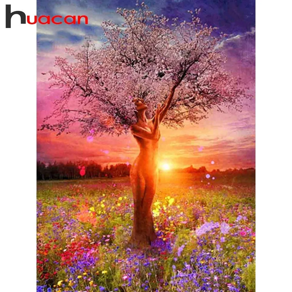 

Huacan 5D DIY Diamond Embroidery Scenery Diamond Mosaic Landscape Full Square Drill Diamond Painting Cross Srirch People Tree