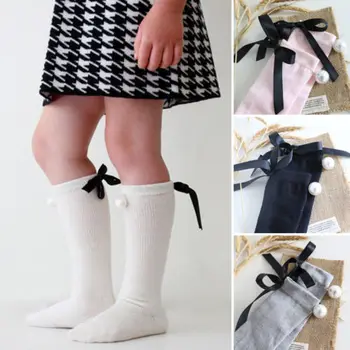 

2019 New Toddler Kid Baby Girl Cotton Knee High Long Socks with Bow-knot Tights Stockings