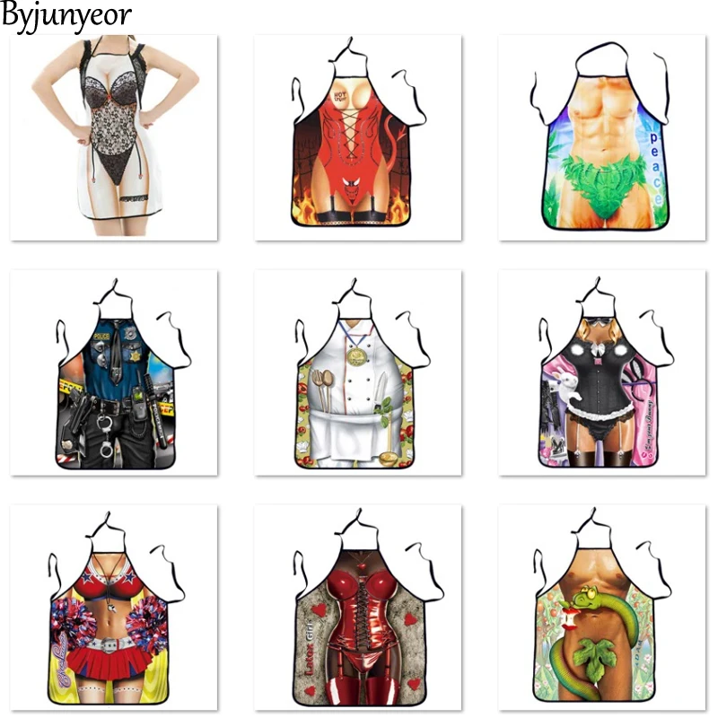 Sexy Kitchen Apron Funny Sexy Apron For Woman&Man Dinner Party Delantales BBQ Party Cartoon Apron Cocina CWQ026