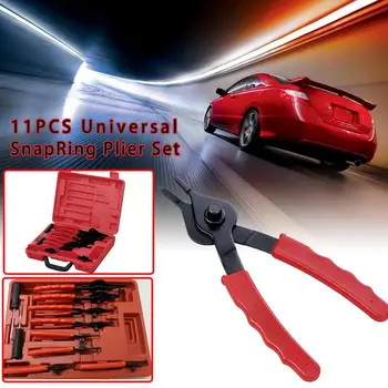 

11PCS Universal Circlip Pliers Set External Internal Straight Bent Snap Ring Spring Installation Removal Hand Tools For Cars