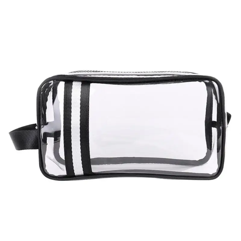 

Hit Color Stripe PVC Makeup Bags Waterproof Travel Cosmetics Storage Wristlet Pouch Wash Toiletry Bags