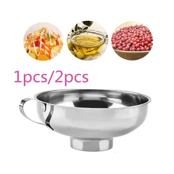 

2Pcs Funnels Stainless Steel Large Opener Durable Salad Dressing Funnel Enema Funnel for Jam Bean Powder Liquid Spices