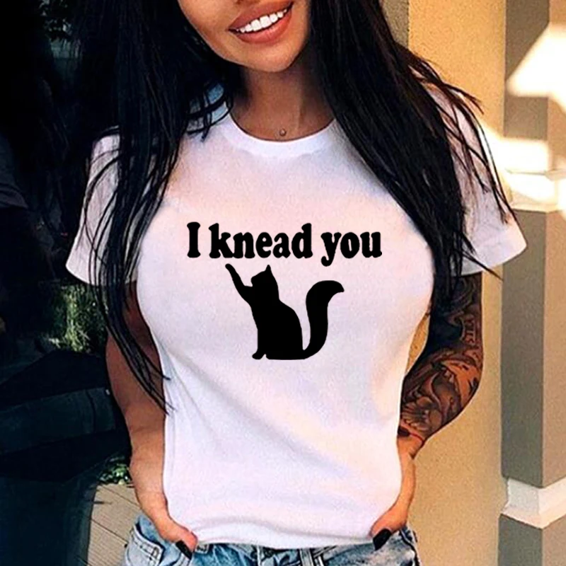 Женская хлопковая Футболка с круглым вырезом Srivb I Knead You Повседневная футболка