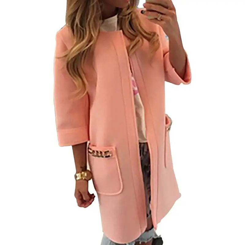 

2019 New Coats Jackets European American Cardigan Three Quarter Length Sleeves Coat Long Jacket For Women Ladies Female Fashion