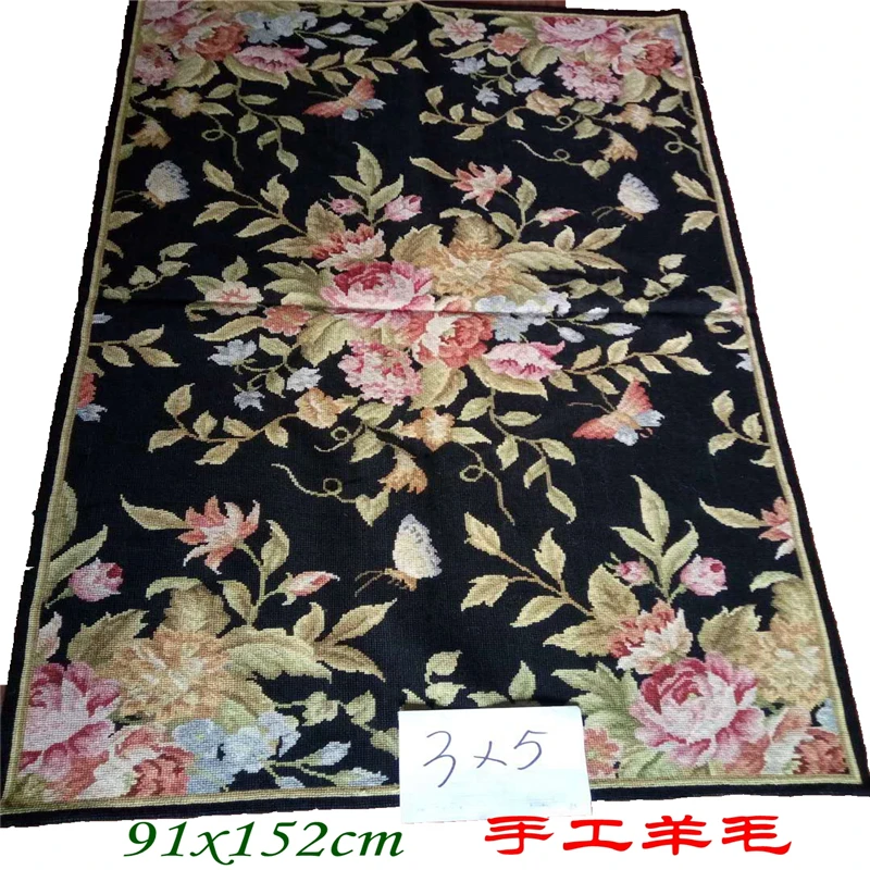 Aubusson игла вышитые восточные ковры пледы ручной работы Роза иглы Элегантный французский дизайн шерстяные