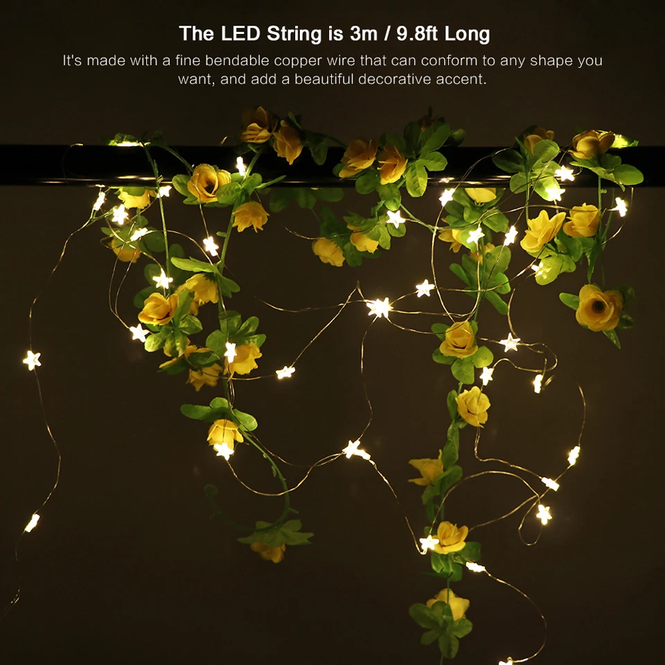 

30leds 3M Star LED Strings Silver Copper Wire Fairy String Light For Wedding Party Home Decoration