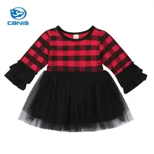 Брендовое рождественское праздничное платье-пачка принцессы красного цвета в стиле пэчворк для маленьких девочек, рождественское осеннее платье