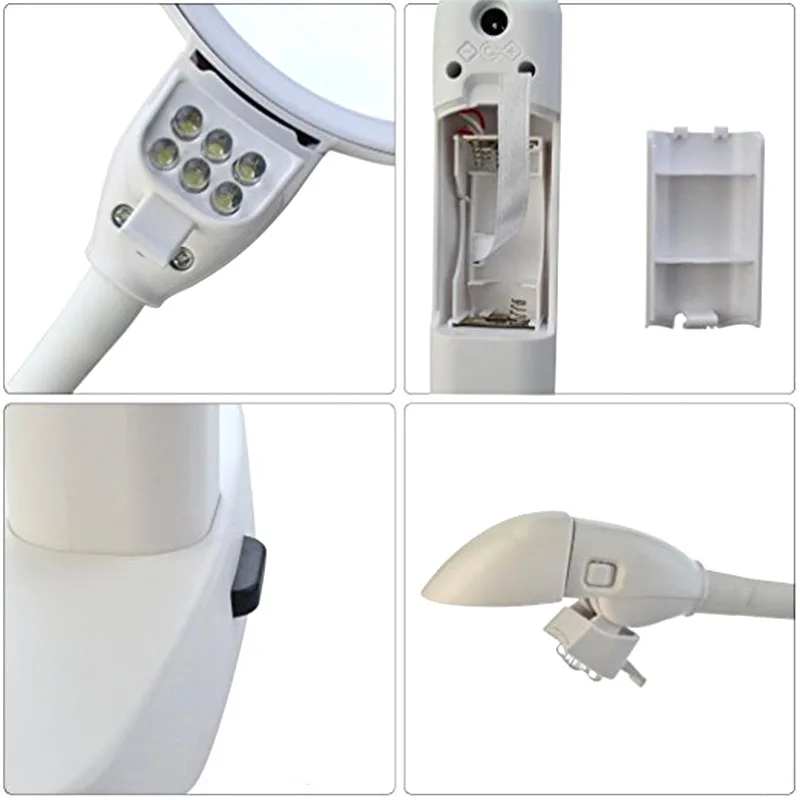 120mm LED Illuminated Desktop Table Magnifier Sewing Embroidery Clip Magnifying Glass Replaceable Reading Watching Repairing