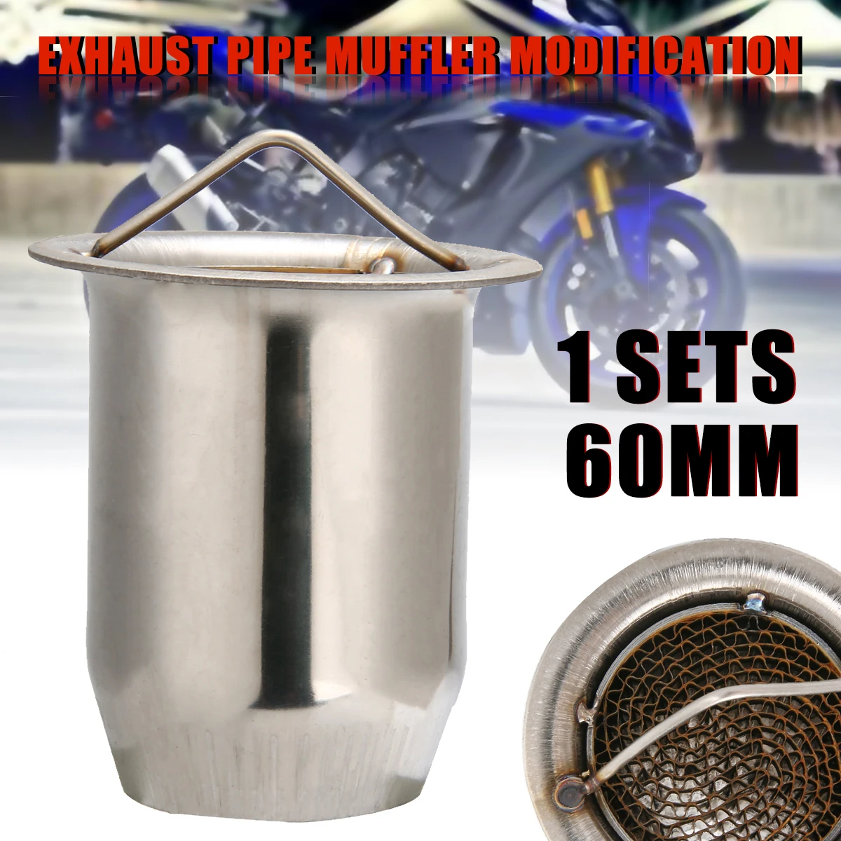

For Exhaust Systems 1pc Universal 60MM Motorcycle Muffler Screw Type Removable Noise Sound Eliminator Exhaust Pipe Silencer