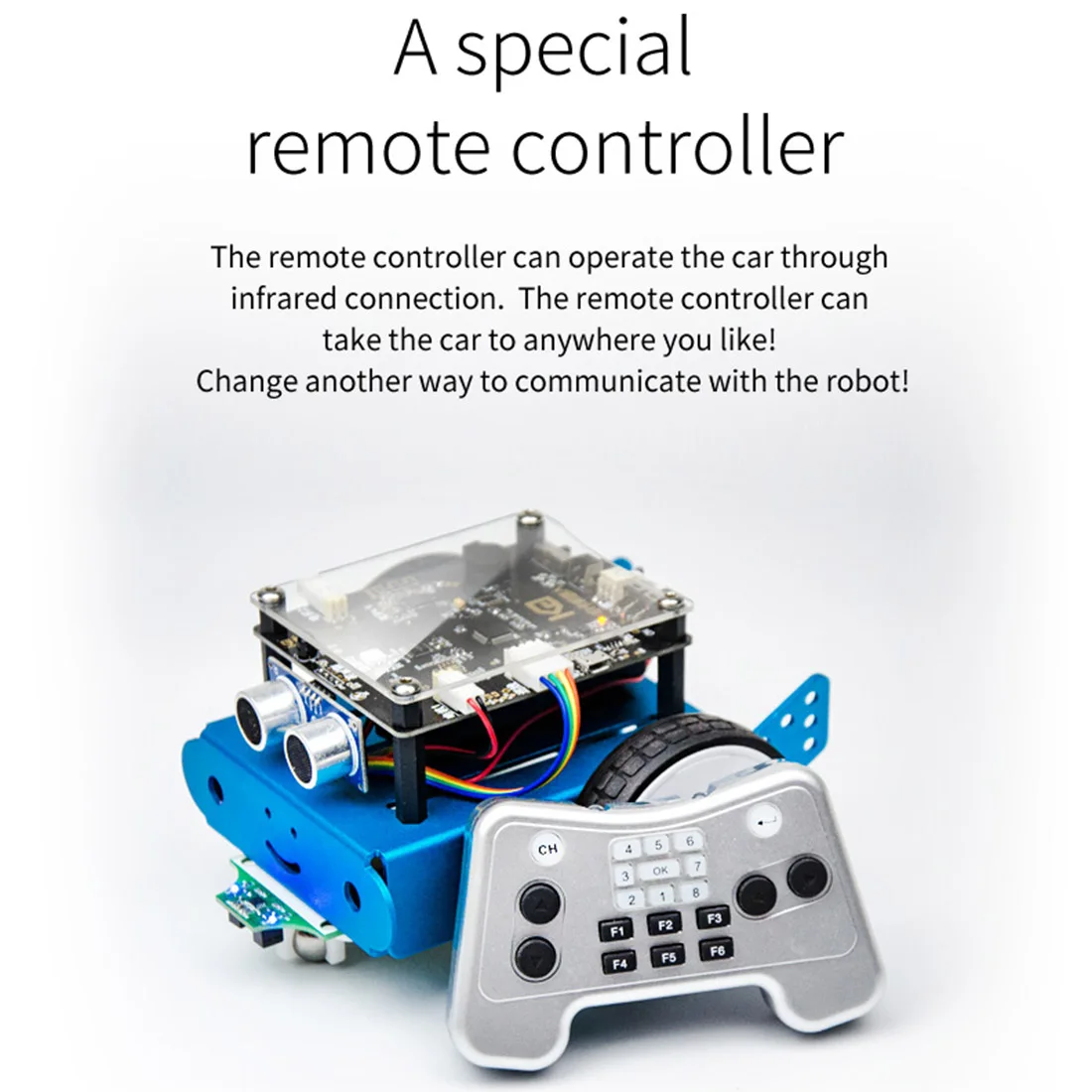 MODIKER DIY High Tech Smart Robot Car Kit APP Control Obstacle Avoidance Line-tracking Ultrasonic Sensor Programmable Toys