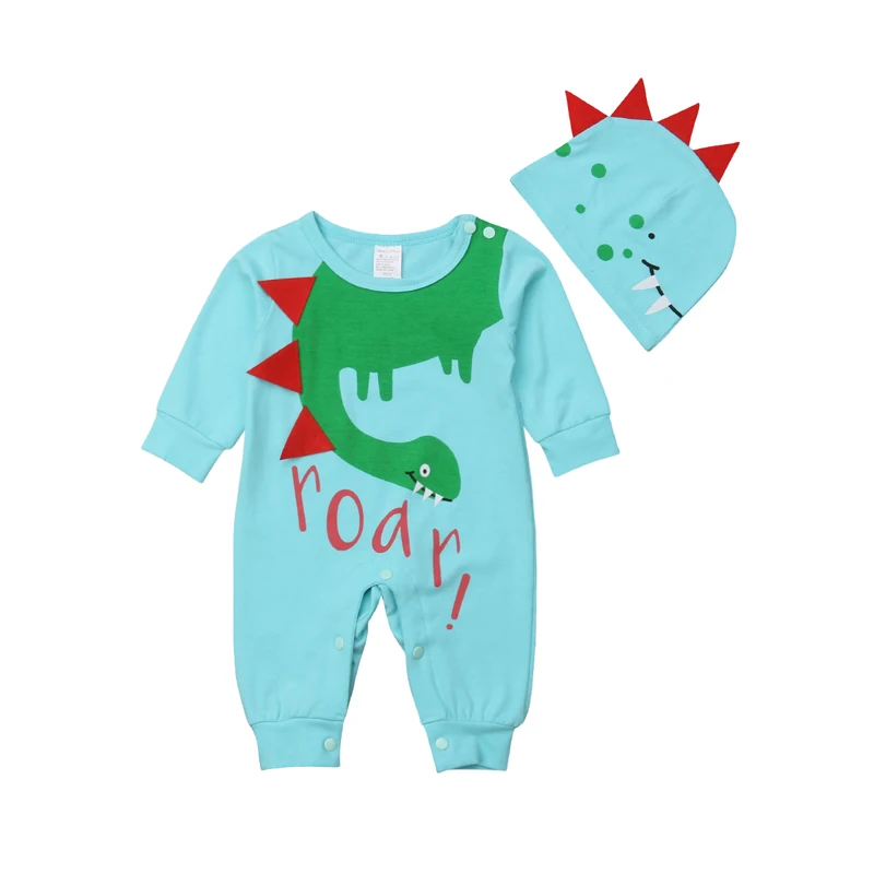 FOCUSNORM Cute Newborn Baby Girl Boy Dinosaur Romper Jumpsuit Long