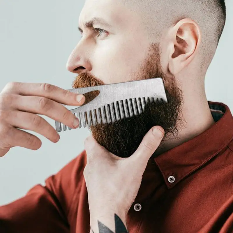 Men's Beard Shaping Comb Stainless Steel Beard Combs For Men's Shaving