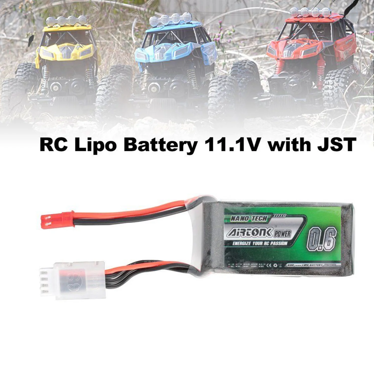 Airtonk 11,1 V 600Mah 30C 3S 1P Lipo батарея Jst разъем для Радиоуправляемый Дрон, автомобиль