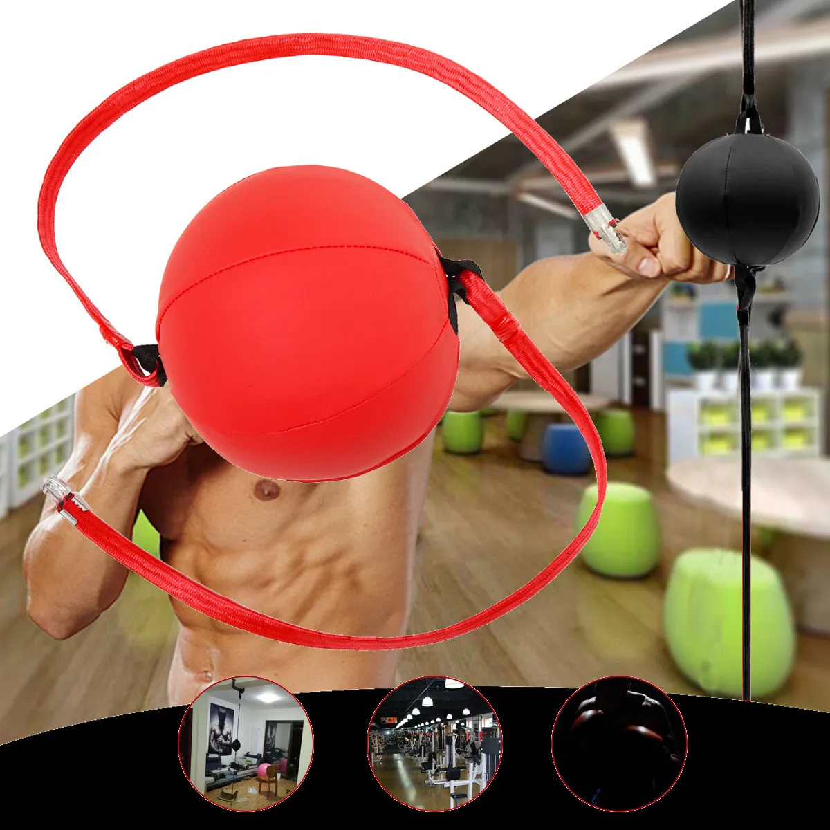 Hanging Double End Boxing Bag Hook Punching Speed Ball Muay Thai